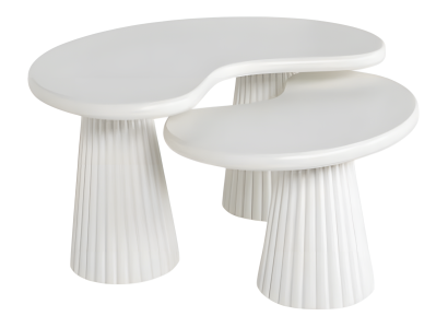 Moderner weißer Holz Couchtisch und Beistelltisch Set