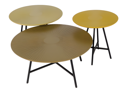 Beige Holz Couchtisch mit Beistelltischen im eleganten Design