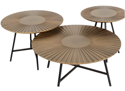 Eleganter Brauner Holz-Couchtisch mit Beistelltischen im modernen Stil