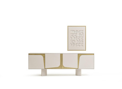 Sideboard mit Gemälde Modernes Design Kommode mit Bild Weiß Stil