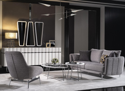 Wohnzimmer Sofagarnitur Grau Dreisitzer Sessel Luxus Couch Set 3 1 Sitzer