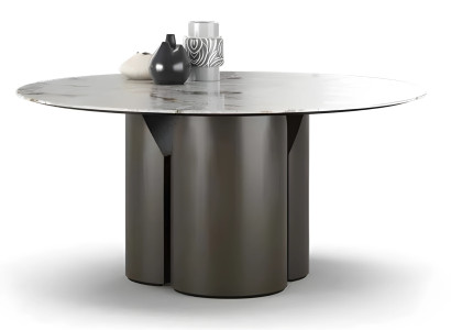 Moderner grauer Couchtisch aus Holz und Marmor