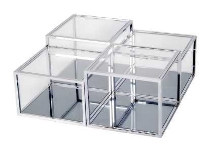 Moderner grauer Couchtisch aus Edelstahl