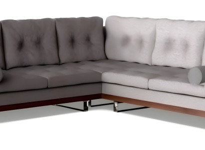 Modernes weißes Stoff-Ecksofa mit Holzrahmen