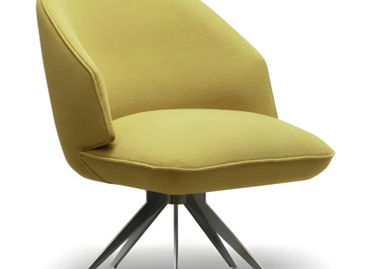 Moderner Gelber Stoffsessel mit Metallrahmen
