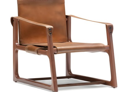 Moderner brauner Kunstledersessel mit elegantem Design