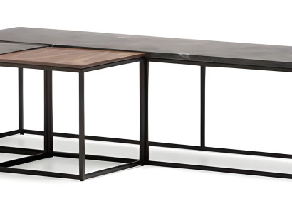 Couchtisch-Set aus Metall in Grau modern elegantes Wohnzimmermöbel