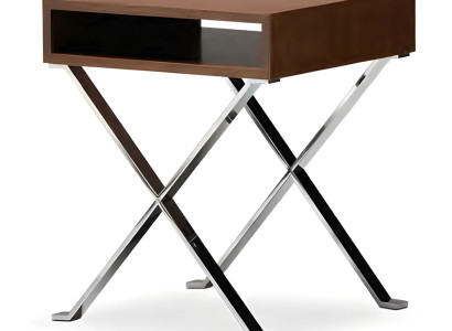 Beistelltisch aus Holz und Metall in Braun modern eleganter Stil