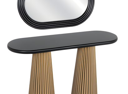 Schminktisch aus Holz in Schwarz mit Spiegel modern elegant