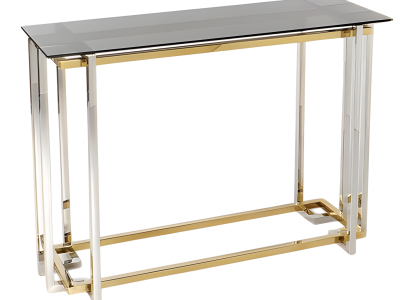 Eleganter goldener Konsolentisch aus Metall und Glas