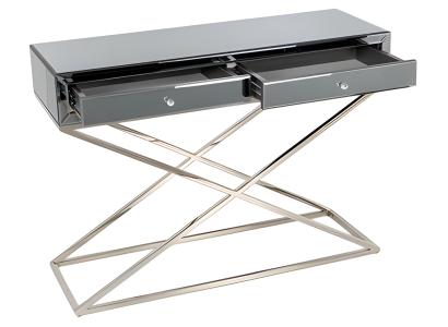 Eleganter grauer Konsolentisch aus Holz und Metall