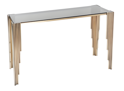 Goldener Konsolentisch aus Metall und Glas im eleganten Design
