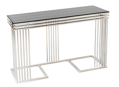 Moderner grauer Konsolentisch aus Metall und Glas
