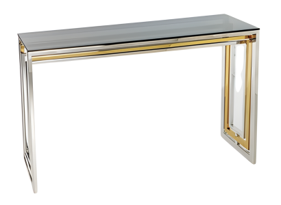 Moderner Konsolentisch aus Metall und Glas in Grau