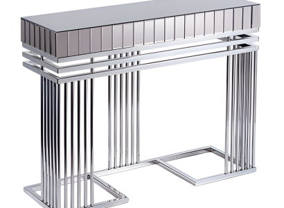 Moderner grauer Konsolentisch aus Metall und Glas