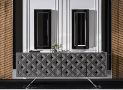 Esszimmer Kommode Sideboard mit Spiegel Modern Luxus Kommoden Holz Design