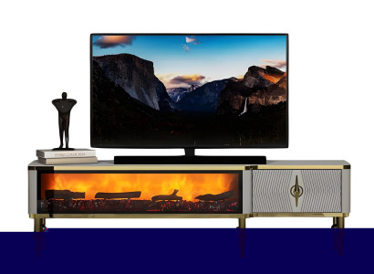 Wohnzimmerschrank TV Sideboard Dekokamin Elektrokamin Modern Zeitlos