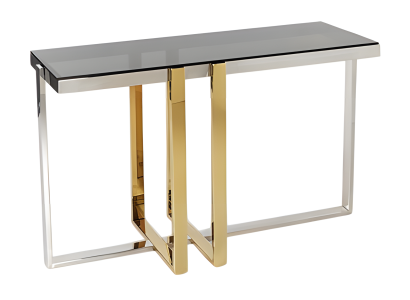 Moderner Konsolentisch aus Metall und Glas in Grau