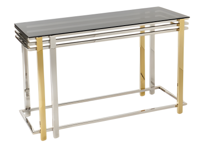 Moderner grauer Konsolentisch aus Metall und Glas