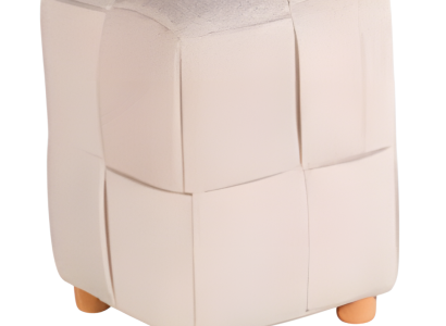 Moderner Hocker aus Holz und Textil in Beige