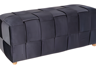 Schwarzer Holz-Textil Hocker im eleganten Design