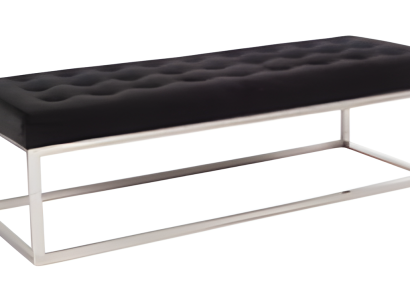 Schwarzer Holz-Hocker im eleganten Design für Wohnzimmer