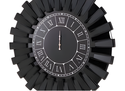 Schwarze Wanduhr aus Holz modern, elegantes Design