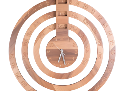 Moderne Wanduhr aus Holz in Beige, elegantes minimalistisches Design