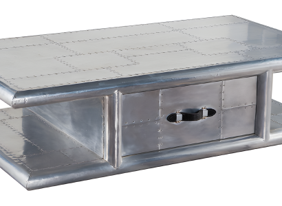 Designer Flieger Couchtisch Aluminium vernietet Retro Wohnzimmer
