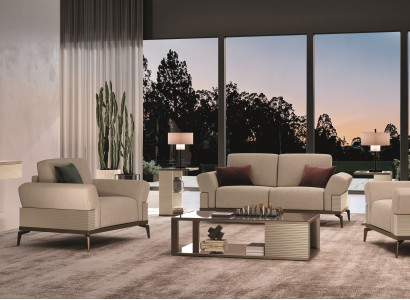 Modernes Wohnzimmer Set 5 tlg (Sofagarnitur 3+1+1+Konsole mit Spiegel)