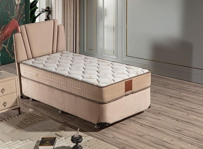 Beige Stoffbett mit Matratze Modern Schlafzimmermöbel