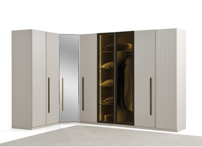 Eckschrank Holz Beige Elegant Modern