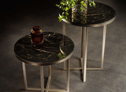 Beistelltisch Set – Schwarz, Metall, für moderne Wohnzimmergestaltungen.