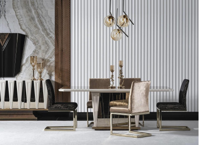 Elegantes 7-tlg. Esszimmer Set Braun aus Holz und Metall