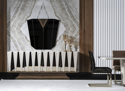 Elegantes weißes Sideboard mit Spiegel in modernem Design