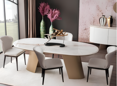 Esszimmer-Set mit stilvollem Esstisch und 6 komfortablen Stühlen