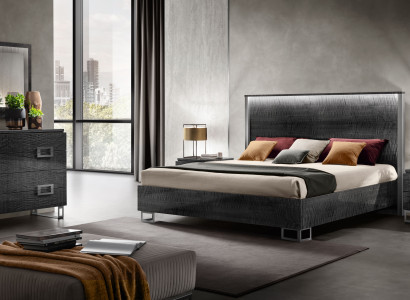 Schlafzimmer-Set 5 tlg (Bett + 2x Nachttisch + Kommode + Spiegel)  Perfekte Wahl