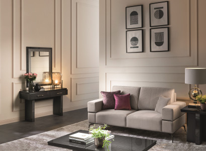 Wohnzimmer Set 5 tlg (Sofa 3 Sitzer+Konsole+ Spiegel+Beistelltisch+Couchtisch)