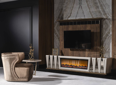 Moderner brauner Textil-Sessel aus Holz für elegantes Wohnen