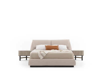 Schlafzimmer Set Beige Textil Holz modern elegant