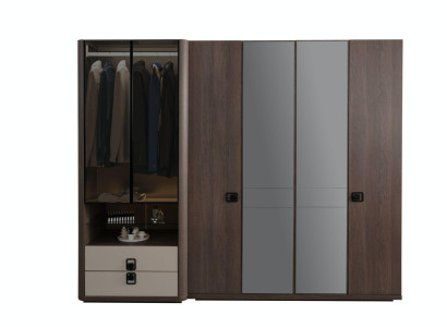 Eleganter brauner Kleiderschrank aus Holz für stilvolle Schlafzimmer