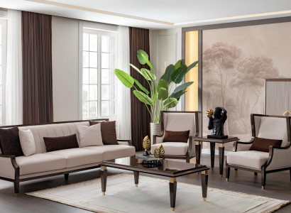 Wohnzimmer-Set: 3+1+1 Sitzer mit Couch- & Beistelltisch – elegant & praktisch