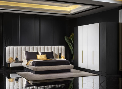 Elegantes schwarzes Schlafzimmer-Set aus Holz mit modernem Design