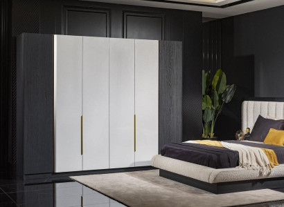 Eleganter schwarzer Kleiderschrank aus Holz im modernen Design