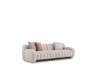 Modern beige Textil 3-Sitzer-Sofa aus Holz