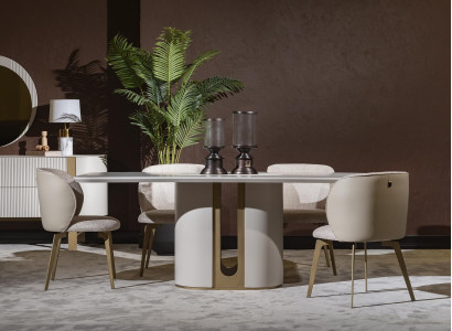 Esstisch  Esstische Tische Tisch Design Beige Luxus Esszimmer Möbel Hochwertig