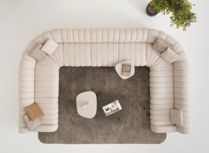 Modernes Wohnzimmer Set aus Textil und Holz in Beige