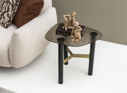 Beistelltisch aus Glas in Braun modern eleganter Wohnstil