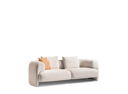 Modernes beiges Stoffsofa 3-Sitzer mit Holzrahmen