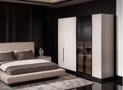 Eleganter Beigefarbener Kleiderschrank aus Holz mit stilvollem Design